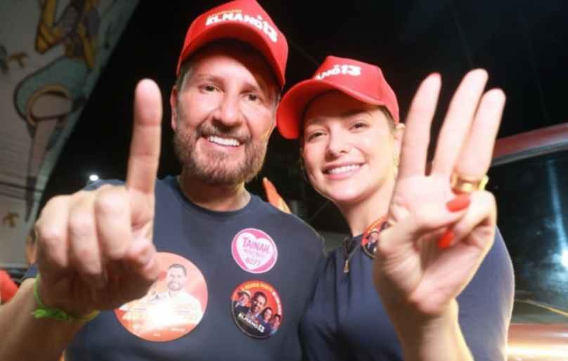 Romeu Aldigueri e Tainah Marinho promovem “Trenzinho” de campanha pelas ruas de Fortaleza